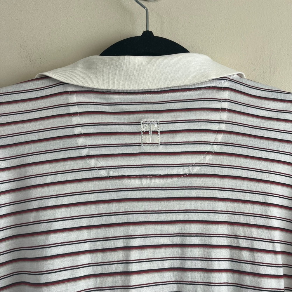 Tehama Clint Eastwood Golf Polo Shirt Men's XXL Striped Pima Cotton White Navy - Picture 4 of 6